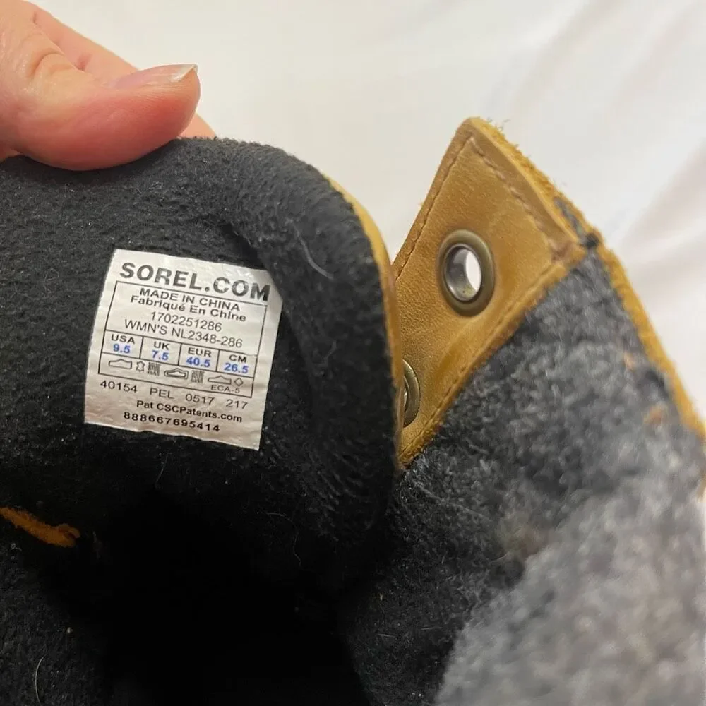 Sorel Slimpack Lace II Duck Boots Womens 9.5 9 1/2 NL2348-286 Elk Black